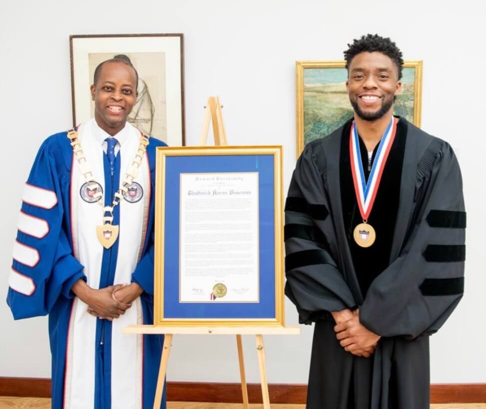 President Frederick and Chadwick Boseman in 2018.