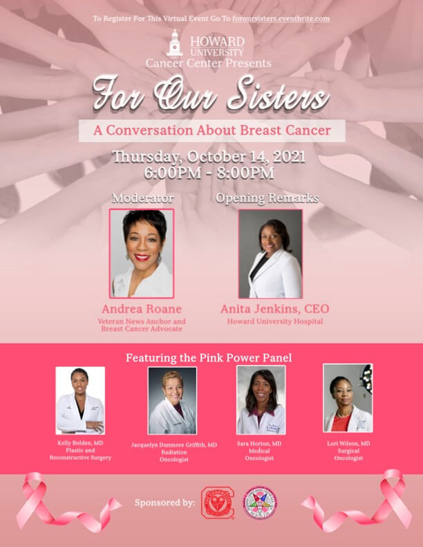 Flyer for For Our Sisters Breast Cancer Event