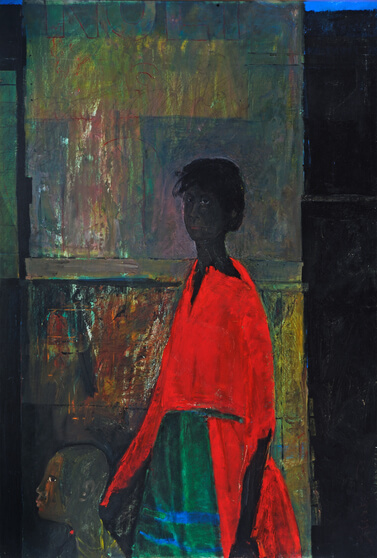 Raymond Saunders, “Mother and Child,” 1961, acrylic on canvas, purchased through Museum Donor Program