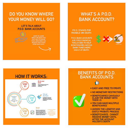 What is a P.O.D. bank account infographic