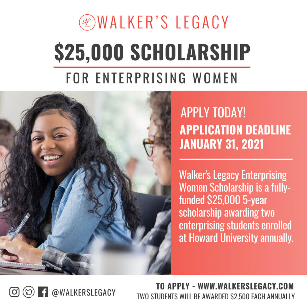 Apply Today for the Walker's Legacy Scholarship for Female Entrepreneurs 