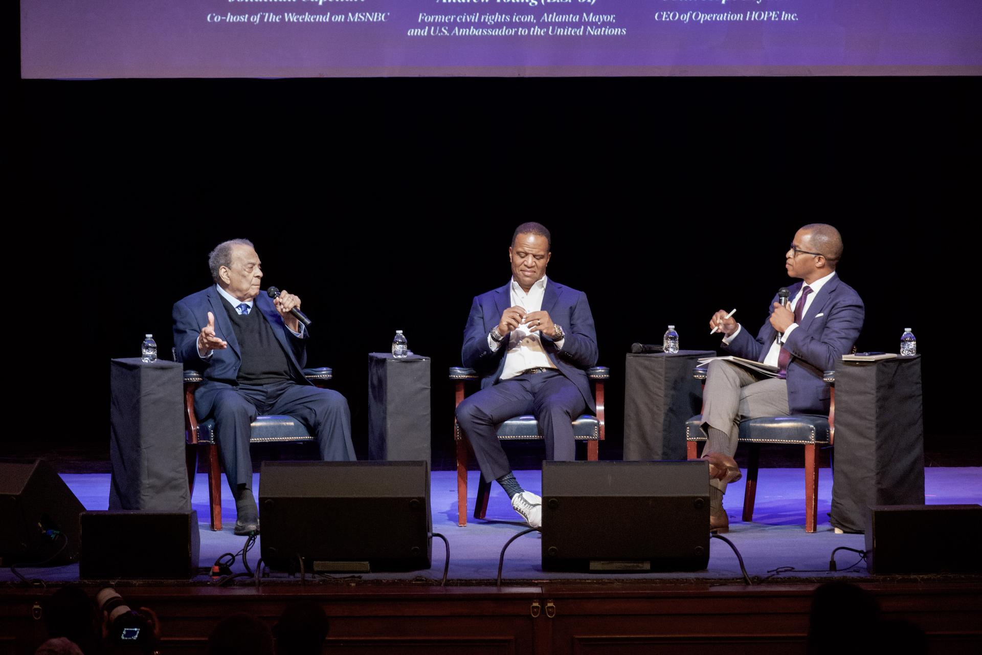 Andrew Young with Jonathan Capehart and John Hope Bryant