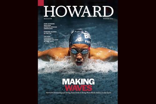 Howard magazine cover with swimmer