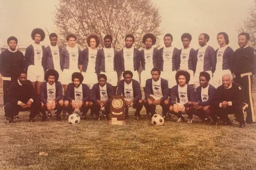 Howard University 1974 Soccer Team With Championship Trophy