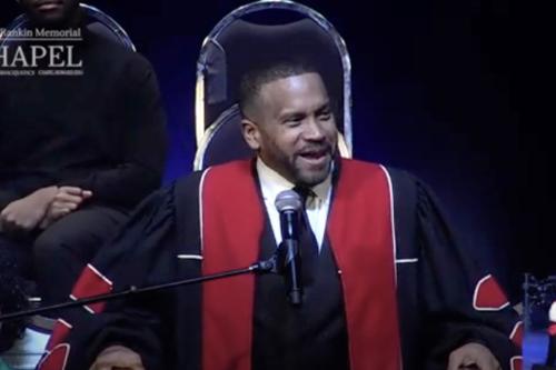 Photo of Dr. Howard John-Wesley at Rankin Chapel 