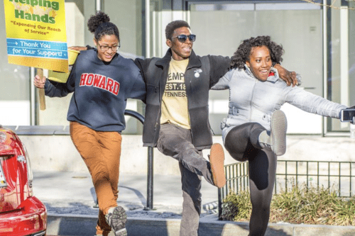 Howard University students at the annual bucket brigade on Georgia Ave, NW, DC