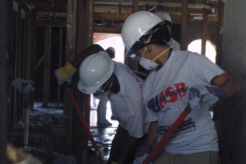 Howard students volunteering in New Orleans after Hurricane Katrina.