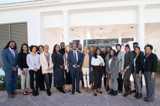 President Frederick and Students