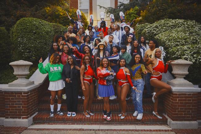Howard University students pose for a photo