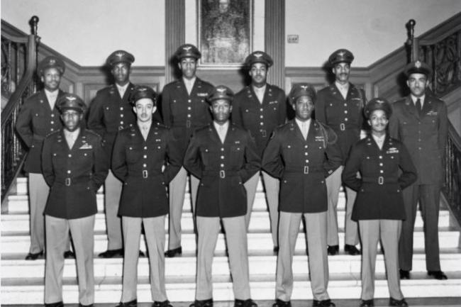 Army ROTC Cadets in Founders Library at Howard University, circa 1955