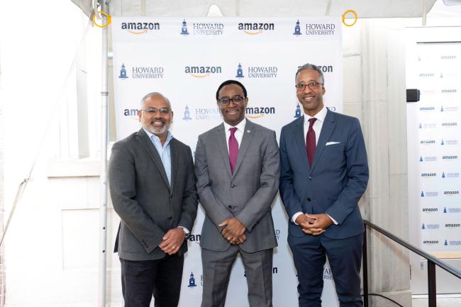 Howard University President Ben Vinson III, PhD pictured with Senthil Sankaran, AHEF managing principal (right) and District of Columbia City Councilman at-Large Kenyan McDuffie (left).