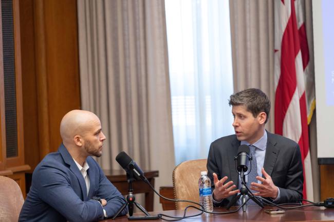 Kweli Zukeri, interviews Sam Altman about artificial intelligence for the Howard University podcast, HU2U (Source: Justin Knight)