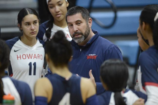 Shaun Kuperberg with Howard University's Volleyball Team