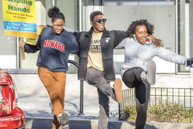 Howard University students at the annual bucket brigade on Georgia Ave, NW, DC