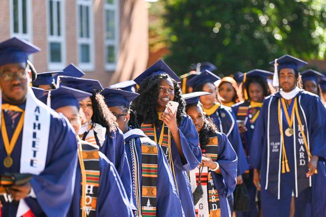 Graduates wait to process into Commencement