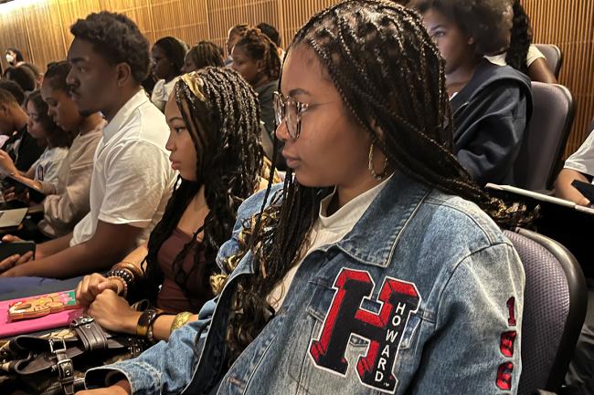 Howard student in jean jacket