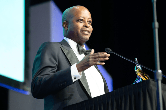 Photo of Howard President Wayne A. I. Frederick's induction into Washington Business Hall of Fame