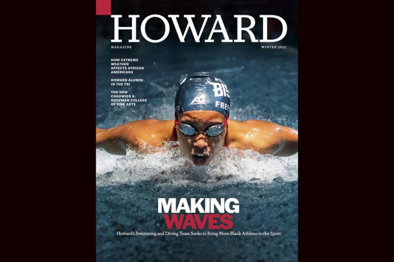Howard magazine cover with swimmer