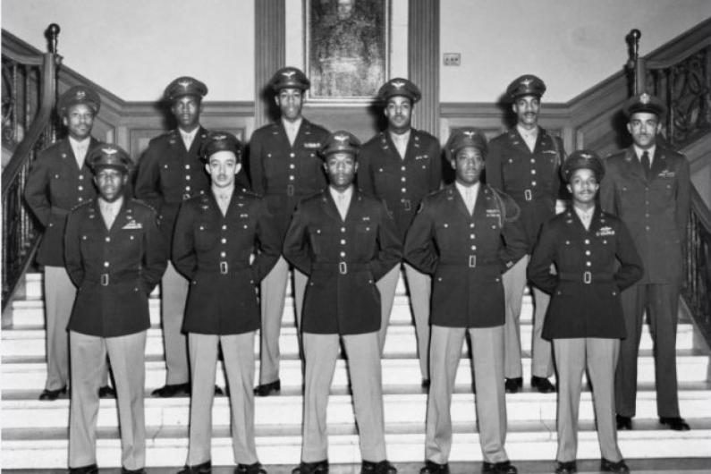 Army ROTC Cadets in Founders Library at Howard University, circa 1955