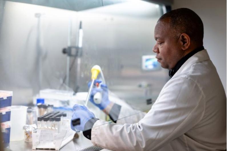 Dr. Karl Thompson in the lab