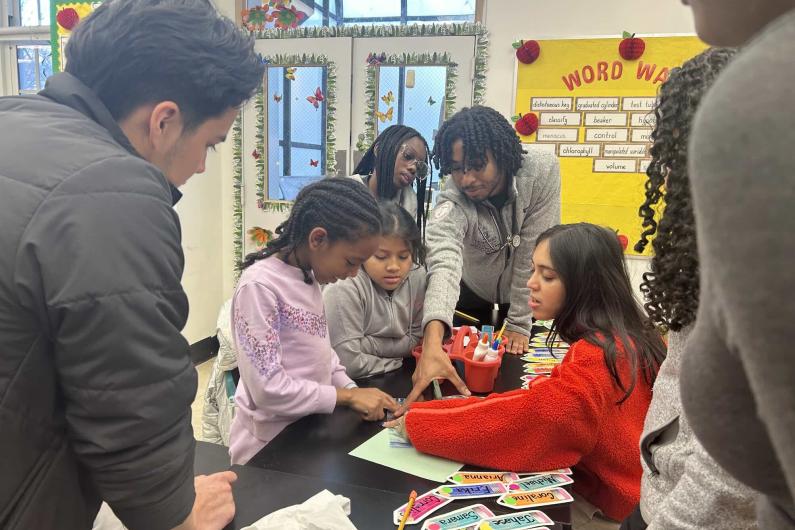 Students Working on the Digestive System Model