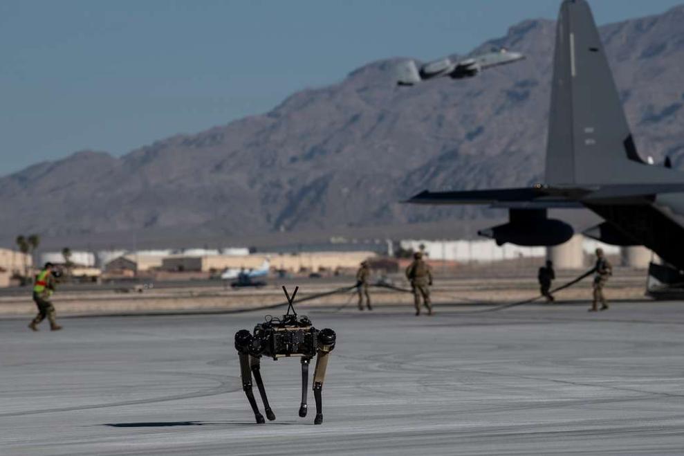 robotic dog on air force runway