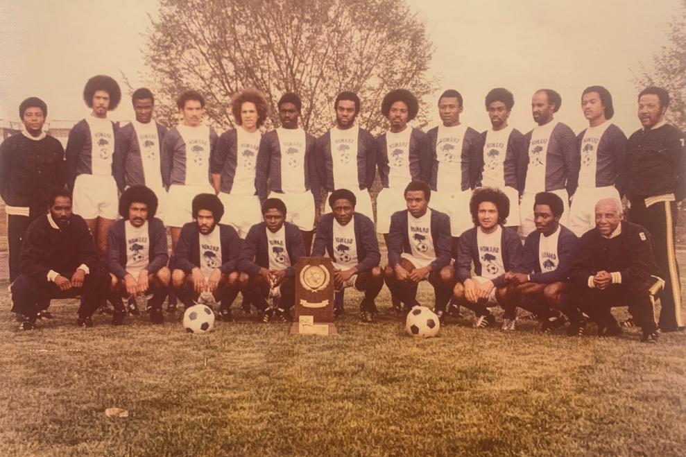 Howard University 1974 Soccer Team With Championship Trophy