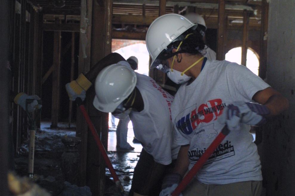 Howard students volunteering in New Orleans after Hurricane Katrina.