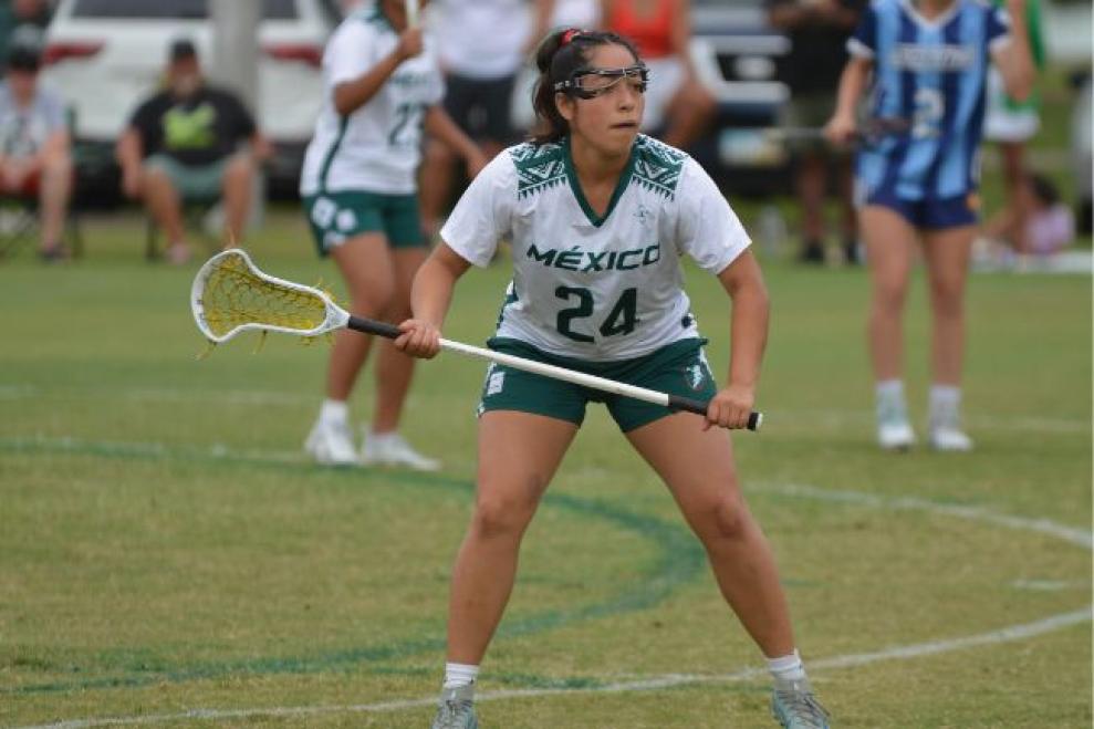 Freshman Sophia Lima on the Lacrosse field 