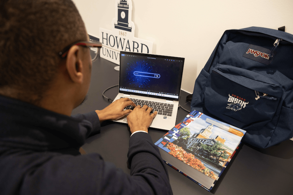 Student working with AI at Howard