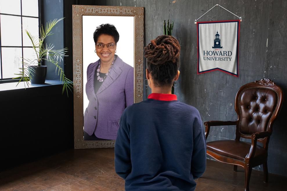 Gwendolyn King in the mirror