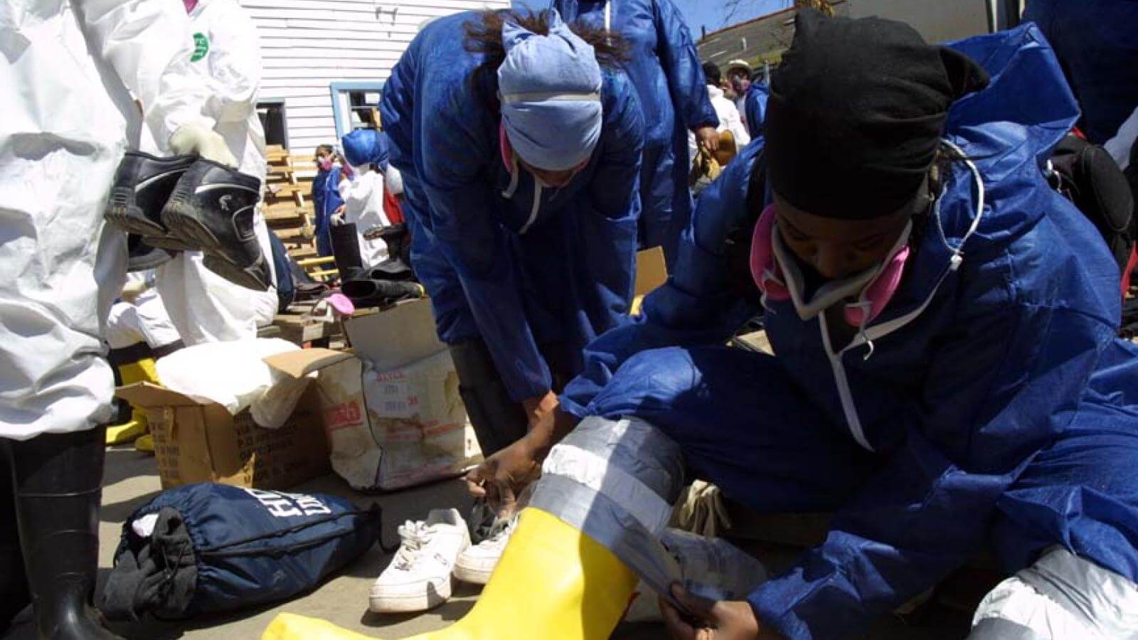 HU students had to protect themselves against dangerous mold and chemicals while gutting houses after Hurricane Katrina.