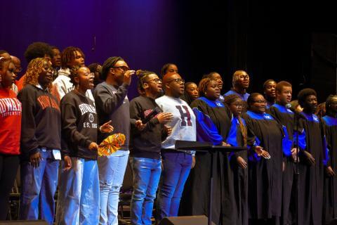 Howard choirs singing during Homecoming Sunday chapel service