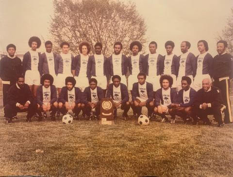 Howard University 1974 Soccer Team With Championship Trophy