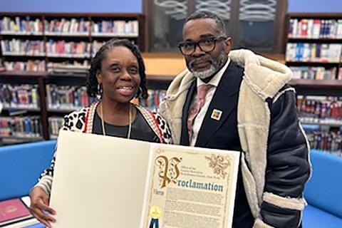 Professor Jasmine Young with Westchester County proclamation