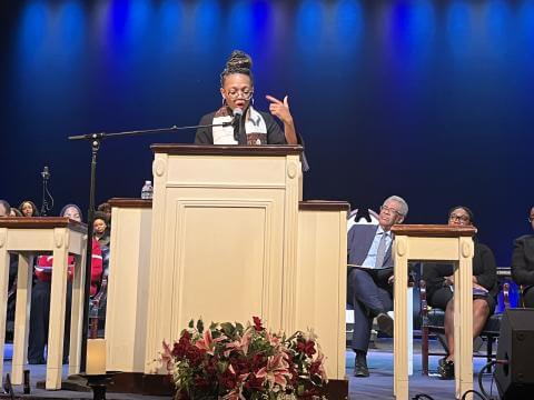 Photo of Rev. Mahogany S. Thomas at Rankin Memorial 