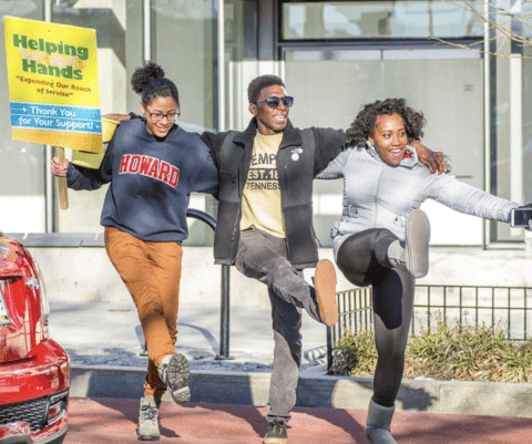 Howard University students at the annual bucket brigade on Georgia Ave, NW, DC