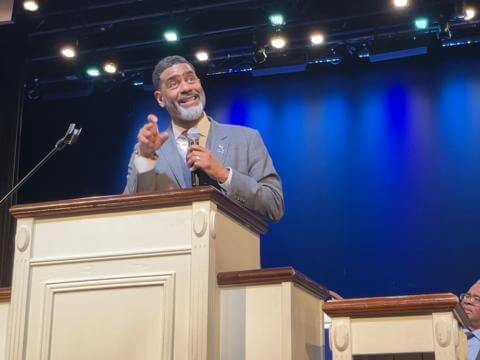 Otis Moss speaks at Howard Chapel in 2025