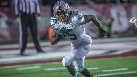 Howard University senior running back Eden James on the field 