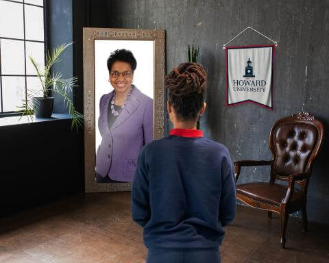 Gwendolyn King in the mirror