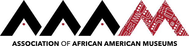 Association of African American Museums Logo, Three black A's and one red M