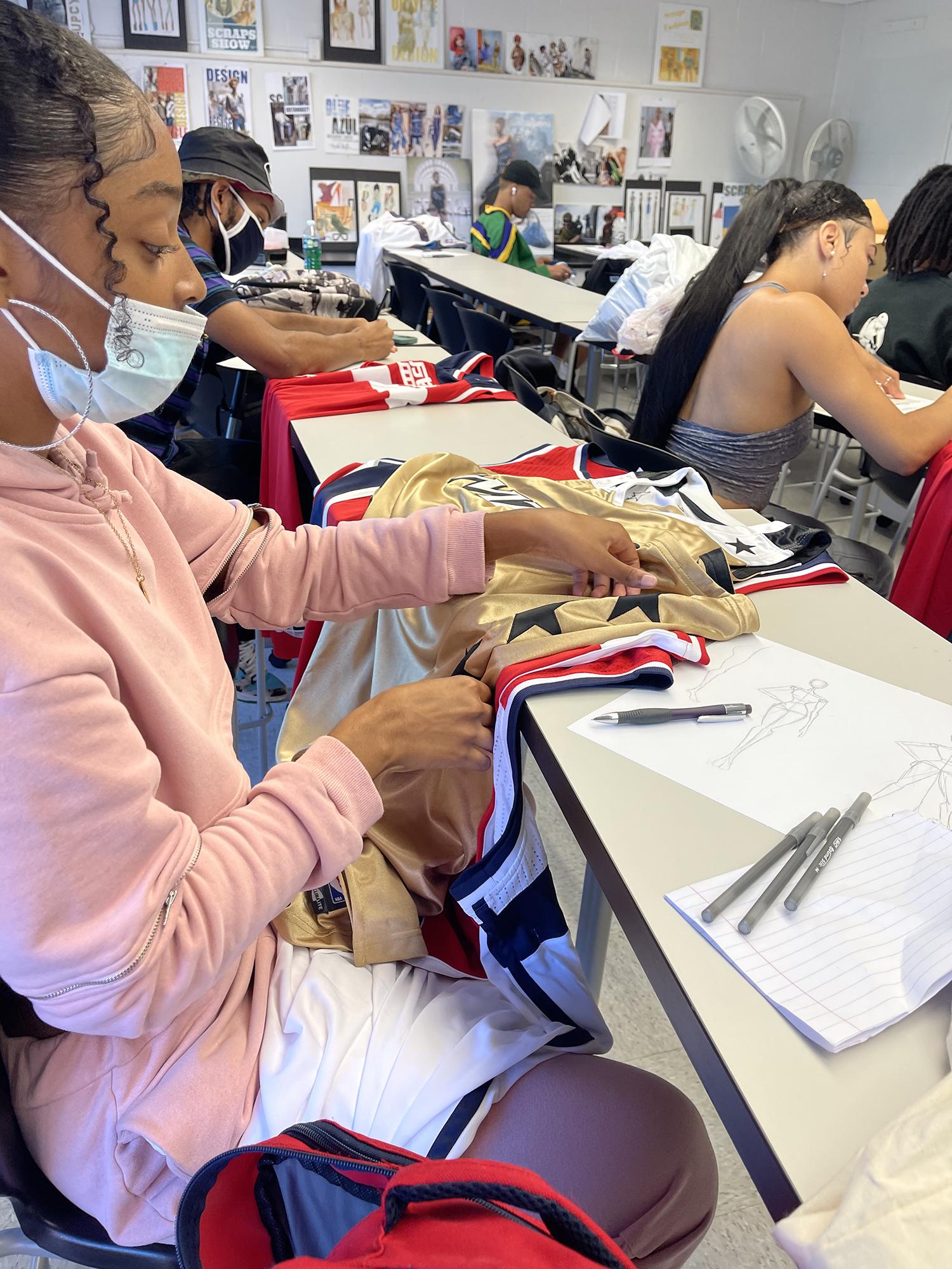 Fashion students work on the Washington Wizards Remix project