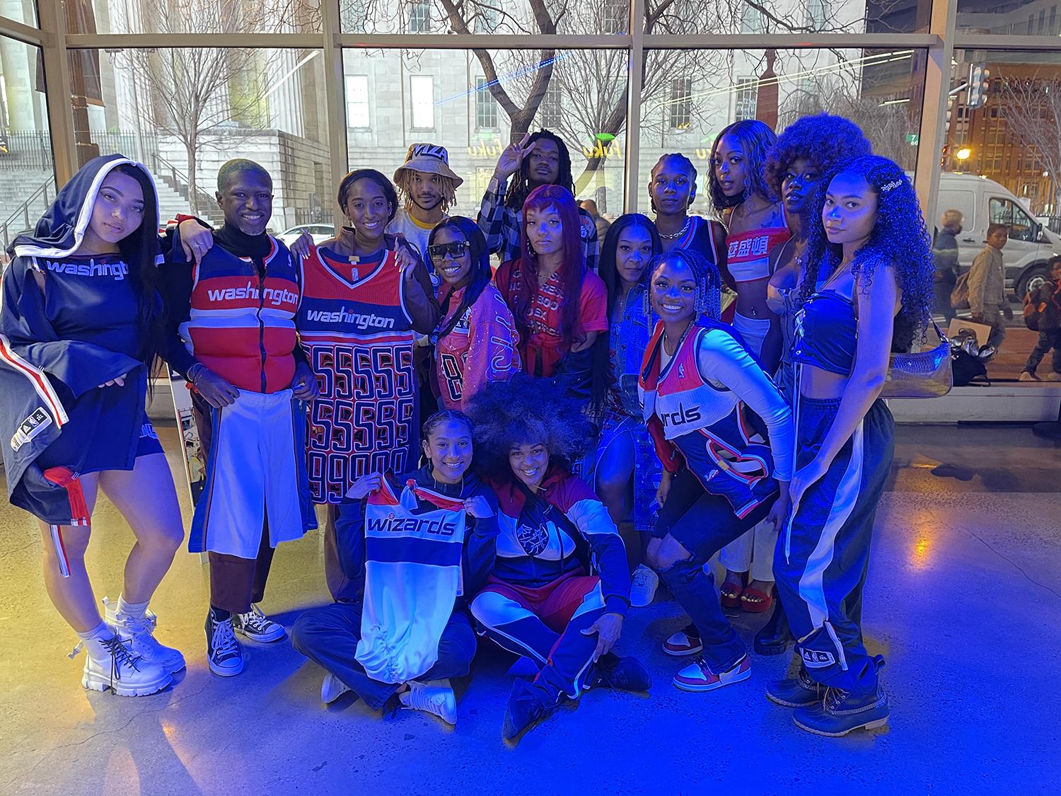 Prof. Taylor with her class on the Washington Wizards remix project