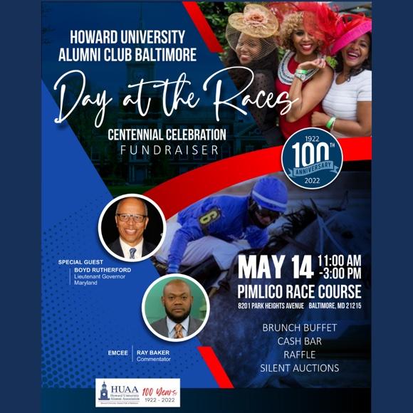 Blue flyer advertising the 100th Anniversary of the Howard University Alumni Club of Baltimore