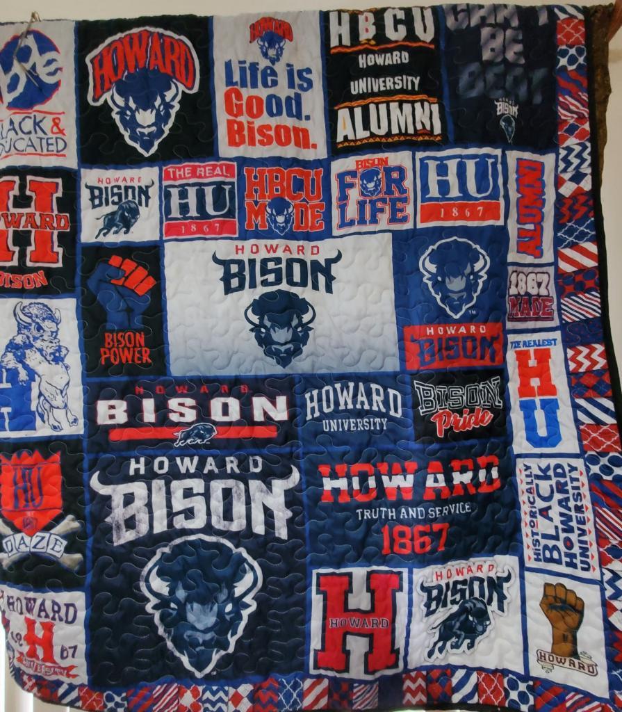 a quilt depicting all Howard logos