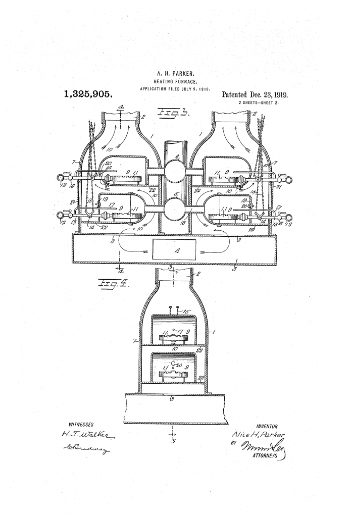A patent photo of Alice H. Parker's invention