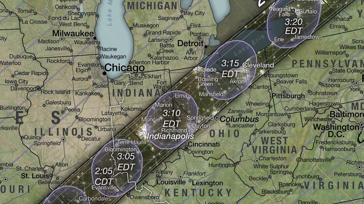 Trail of the upcoming solar eclipse