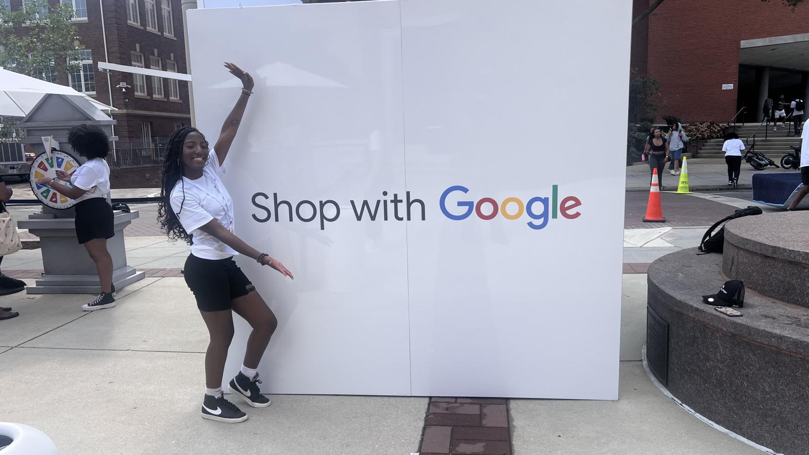 Nova Johnson served as Google's Student Ambassador for the pop-up Google Lens experience. Johnson is a student ambassador for other brands like Mary Kay, Glow Recipe, and College Fashionista.