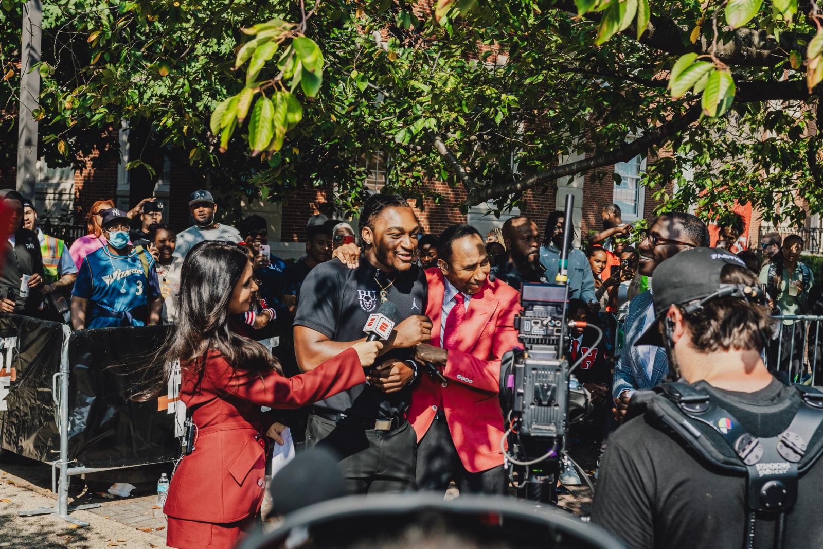  In addition to hosting the popular morning show, Molly Qerim, Stephen A. Smith, and Shannon Sharpe held a question-and-answer session with Howard students. 