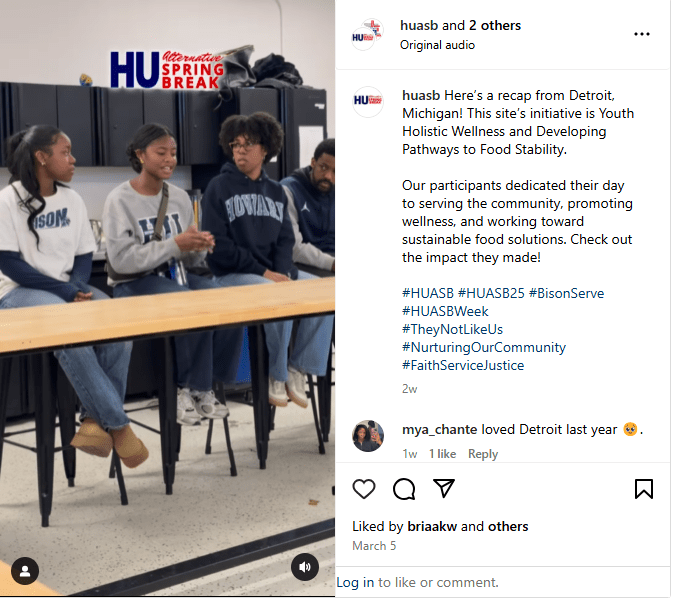 Instagram post of HUASB in Detroit